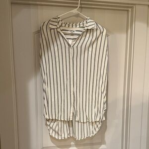 Madewell White and Black Striped Blouse
